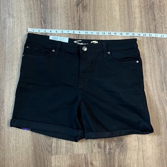 NEW Seven 7 Black Denim Jean Rolled Cuff Weekend Short Sz 16 - Picture 9 of 11